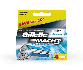 Gillette Mach3 Turbo Blades - 4 Cartridges (745)