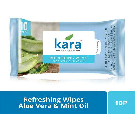 Kara Aloe Vera &amp; Mint Oil Cleansing &amp; Hydrating Face Wipe (10 Wipes)