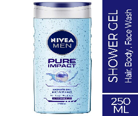 Nivea Men Shower Gel, Pure Impact 3 in 1 - 250ml (330)