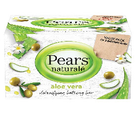 Pears Natural Detoxifying Soap Bar, Aloe Vera, 125gm (Pack Of 4 Pcs)