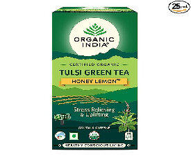 Organic India Tulsi Green Tea Honey Lemon 25 Teabags (215)