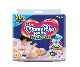 MamyPoko Pants Extra Absorb Diaper, SMALL (Pack of 68)