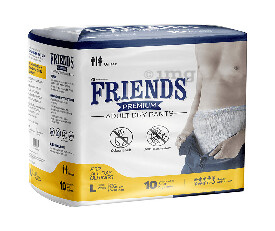 Friends Adult Diaper Pants L (31.5-47.2 inch) (Pack of 10)
