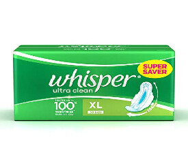 Whisper Ultra Clean Sanitary with Wings - 30 Pieces (XL) (350)