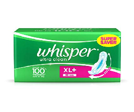 Whisper Ultra Clean Sanitary Pads Extra Large Plus 30 Pieces Pack -(XL+)  (399)
