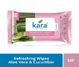 Kara Cleansing &amp; Hydrating - Aloe Vera &amp; Cucumber Wipes - (10 Wipes)