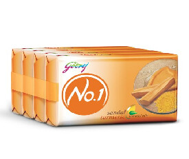 Godrej No.1 Soap, Sandal and Turmeric, 63gm (Pack of 4)