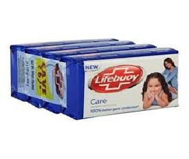 Lifebuoy Care Soap (Blue) Bar, 125gm (Pack of 4)