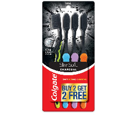 Colgate Slim Soft Charcoal Toothbrush (Pack Of 4 Pcs)