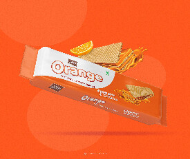 Abhi Orange Crunchy &amp; Creamy Wafer Biscuit 130gm (MRP90)