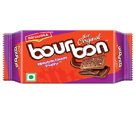 Britannia Bourbon Cream Biscuit Chocolate Flavor, 50gm Pouch (Pack Of 20 Pcs) (MRP10)