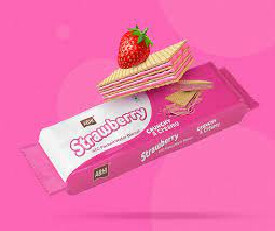 Abhi Strawberry Crunchy &amp; Creamy Wafer Biscuit 130gm(MRP 90)