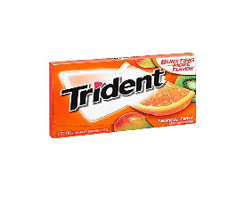 Trident Sugar Free Chewing Gum Tropical Twist, 14 Sticks