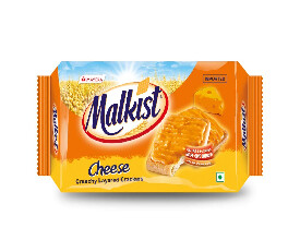 Mayora Malkist Cheese Flavoured Cruncy Layered Crackers, 144gm