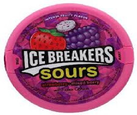 Ice Breakers Sours Strawberry + Mixed Berry Sugar Free Mint 42gm