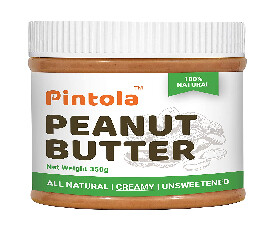 Pintola All Natural Creamy Peanut Butter, 350gm (Unsweetened)
