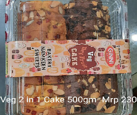 Ginni Dry Fruit Cake 2 In 1 Variety Pack(500 Gm 100% Eggless)