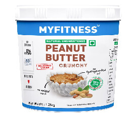 MYFITNESS Unsweetened Natural Peanut Butter Crunchy 1250g | 100% Roasted Peanut