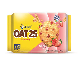 Julies Oat 25 Strawberry Biscuits 200gm Julies Oat 25 Strawberry Biscuits 200gm