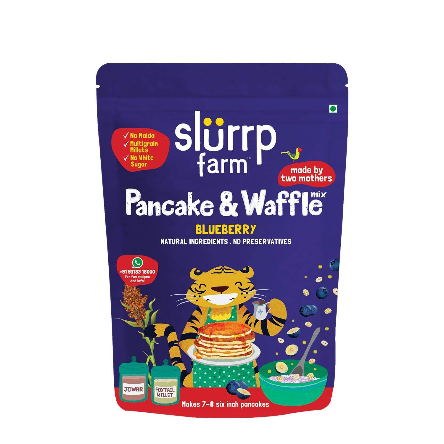 Slurrp Farm Instant No Maida Millet Pancake Mix | Blueberry, 150gm