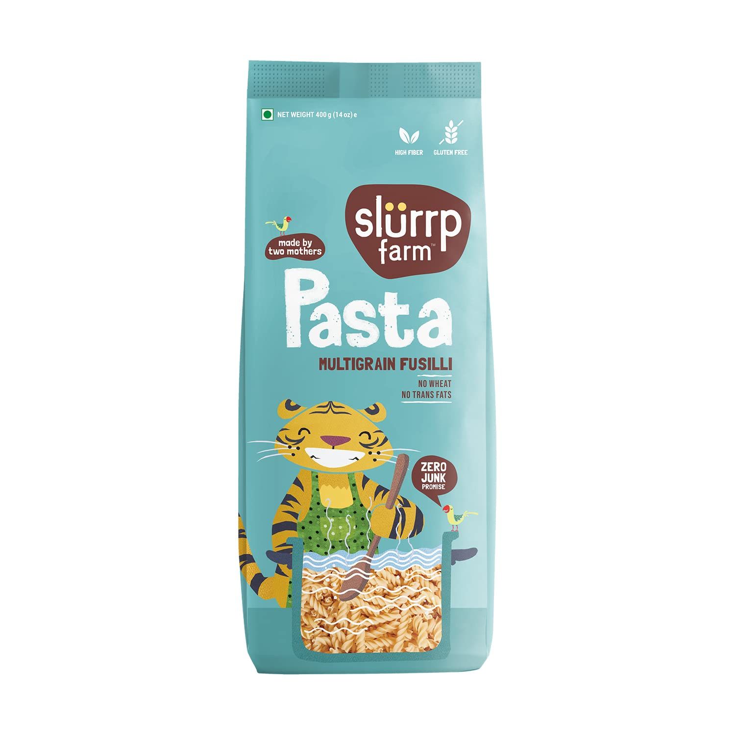 Slurrp Farm No Maida Fusilli Pasta Gluten Free Multigra Healthy Brown Rice &amp; Corn400g