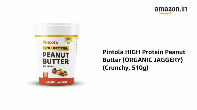 Pintola HIGH Protein ORGANIC JAGGERY Peanut Butter Crunchy 510g with 33g Protein 