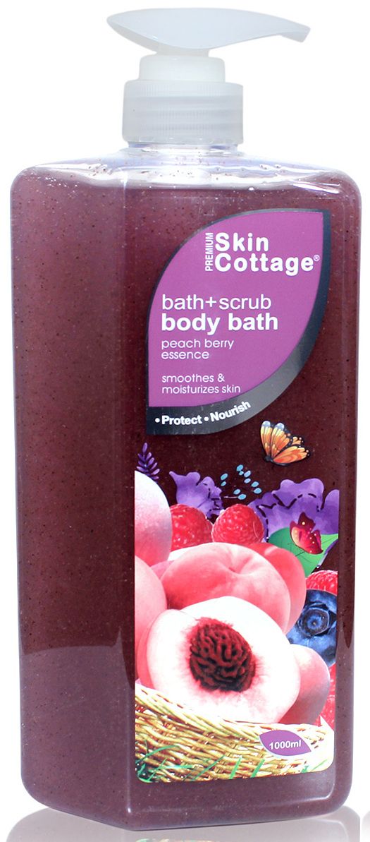 Skin Cottage Peach Berry Essence, Bath+Scrub Body Wash - 1LTR