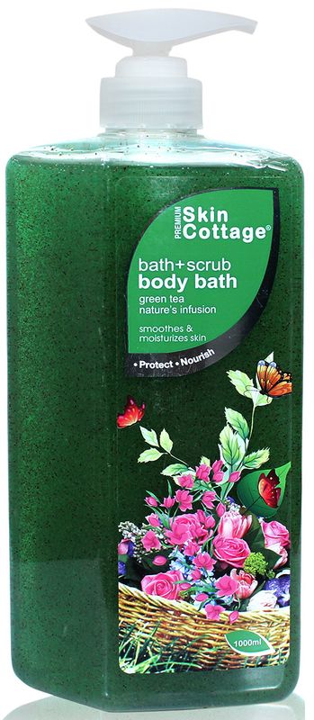Skin Cottage Green Tea Nature’s Infusion, Bath+Scrub Body Wash  - 1LTR 