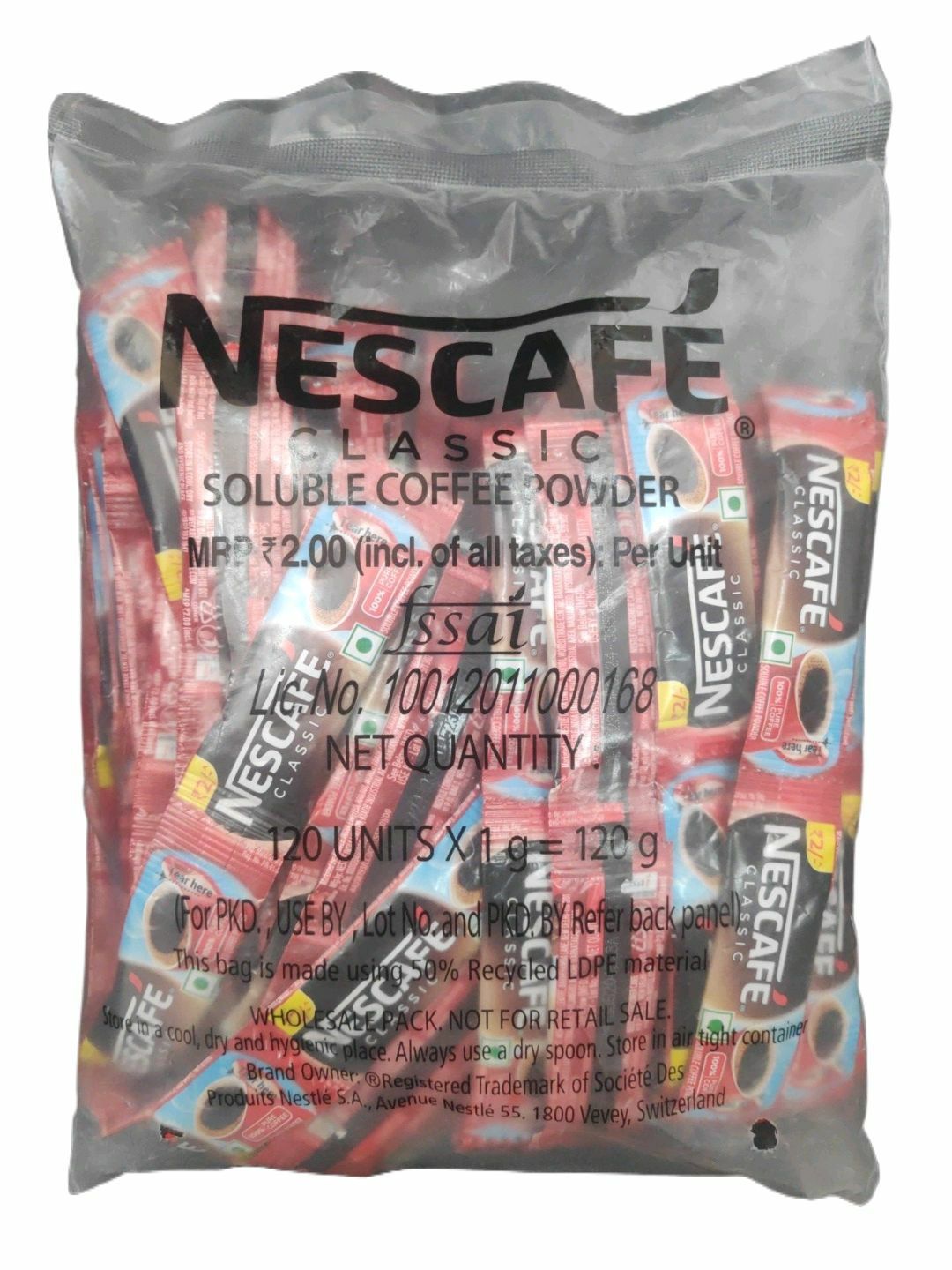Nescafe Classic Coffee Pouch - 0.9g*144 Sachets (Mrp.- 2 Par Sachets)