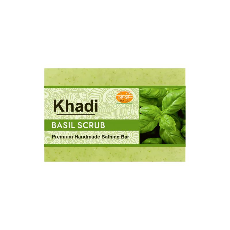Khadi Handmade Soap, Basil Scrub - 125g
