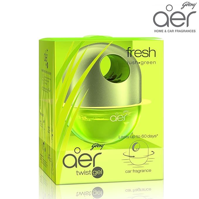 Godrej aer Twist Car Gel, Fresh Lush Green (Light Green) - 45g