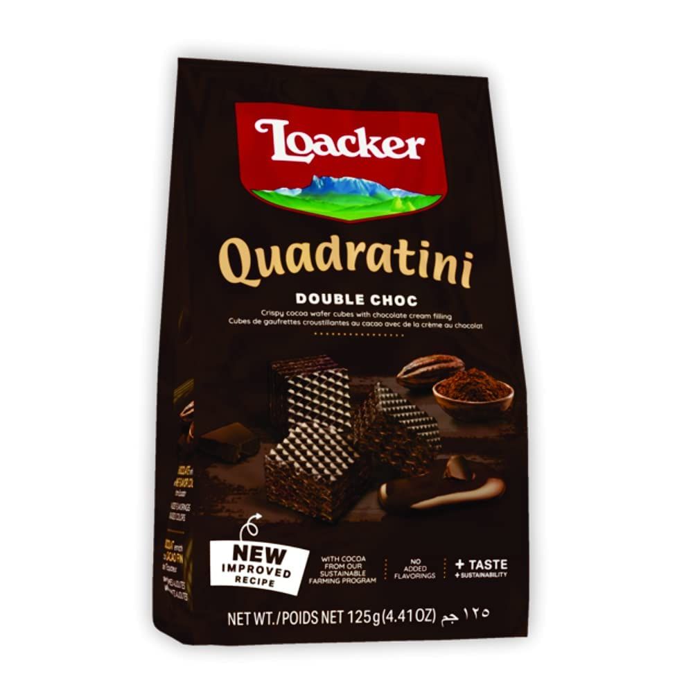 Loacker Quadratini Double Choc Crispy Wafer Cubes -125g