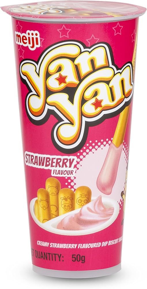Meji Yan Yan Cramy Strawberry Flavoured Dip Biscuit Sanck -50g