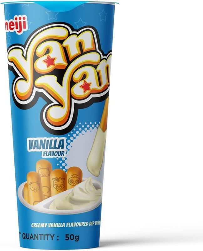 Meji Yan Yan Cramy Vanilla Flavoured Dip Biscuit Sanck -50g