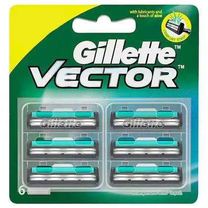 Gillette Vector Plus Manual Shaving Razor Blades (Cartridge) - 6s Pack (267)