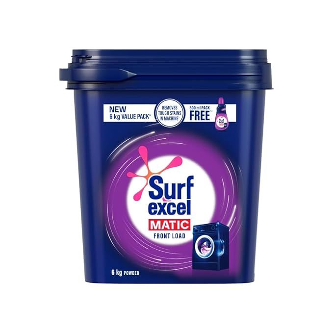 Surf Excel Matic Front Load Detergent Powder - 6kg+500ml Liquid Free