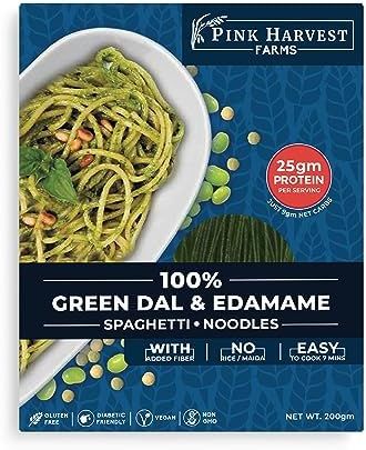 Pink Harvest Farms Green Dal &amp; Edamame Spaghetti Noodles (Gluten Free) -200gm