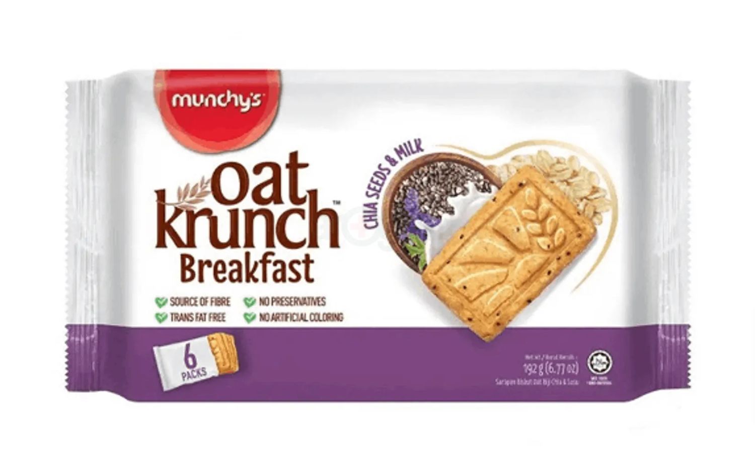 Munchys Oat Krunch Breakfast  Chia Seed &amp; Milk Biscuit - 192g