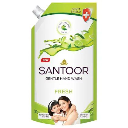 Santoor Fresh Hand Wash Pouch (Green) - 675ml