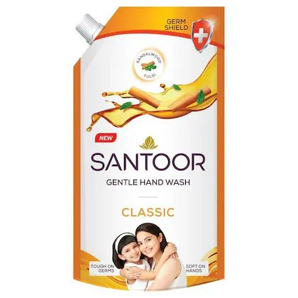 Santoor Classic Hand Wash Pouch (Orange) - 675ml