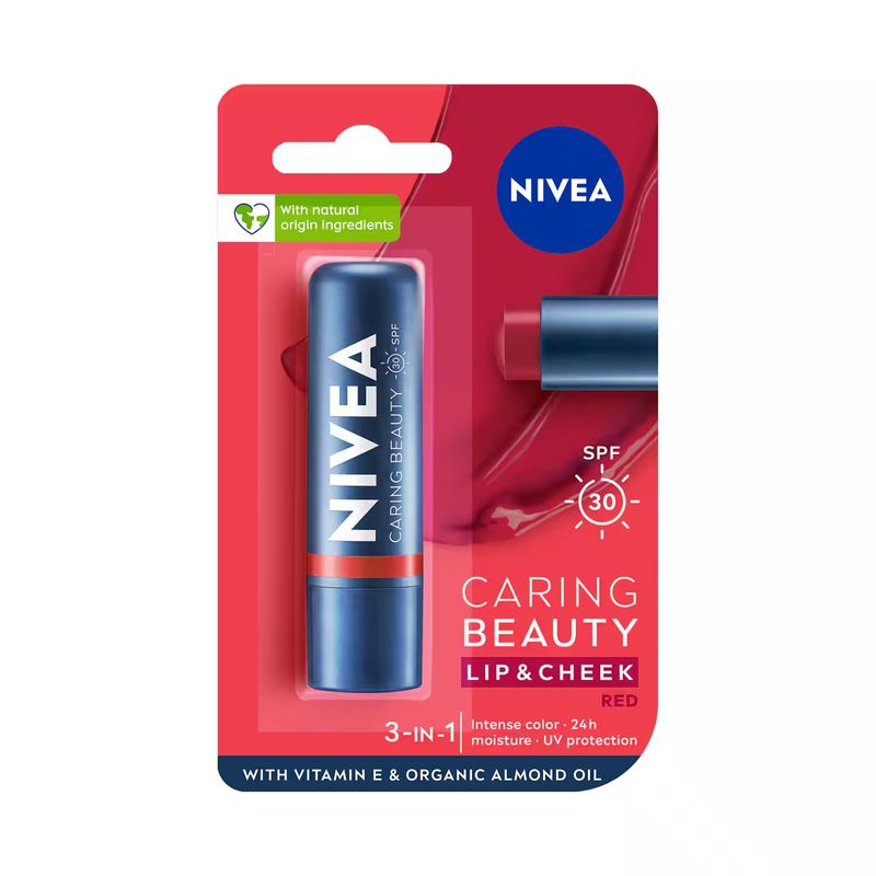 Nivea Lip &amp; Cheek Balm With SPF-30, RED - 4.8g (299)