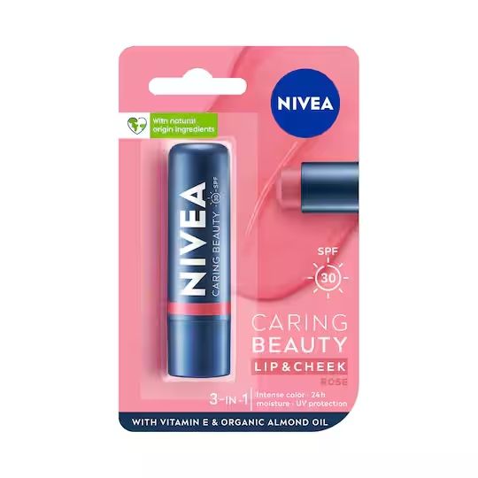 Nivea Lip &amp; Cheek Balm With SPF-30, ROSE - 4.8g (299)