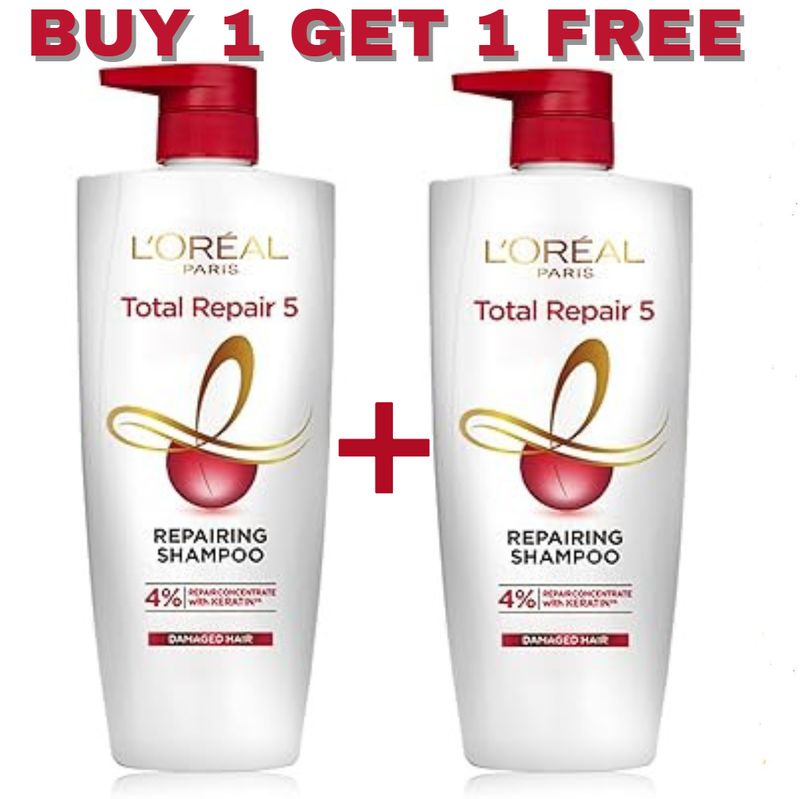 Loreal Total Repair 5 Shampoo - 650ml + 650ml FREE (1069)