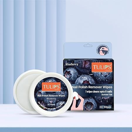 Tulips Nail Polish Remover Wipes With Blueberry - 30 Wipes