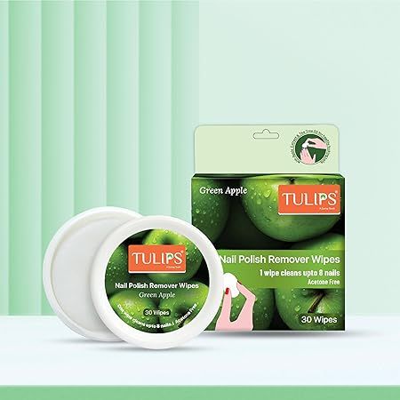 Tulips Nail Polish Remover Wipes With Green Apple - 30 Wipes
