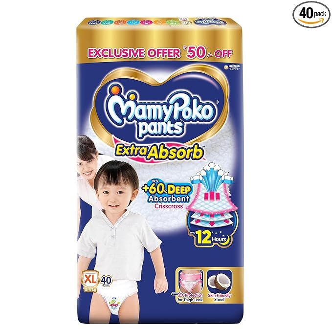 MamyPoko Pants Extra Absorb Diaper, XL (Pack of 40)