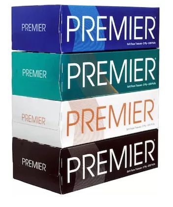 Premier 2 Ply Soft Face Tissues Box - 100 Pulls (Pack of 4) 