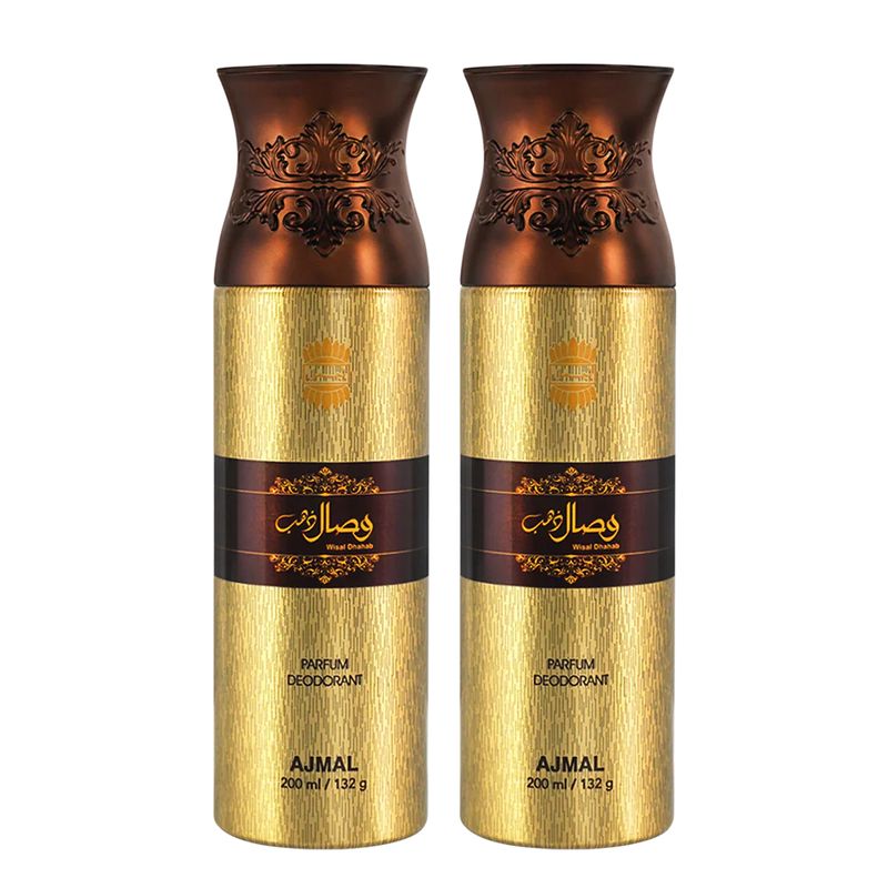 Ajmal Wisal Dhahab Perfume Deodorant For Men - 200ml (Pack Of 2)