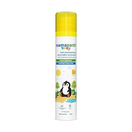 Mamaearth Baby Rich Moisturizing Ultra Light Sunscreen With SPF 50 PA++++ - 50g (399)