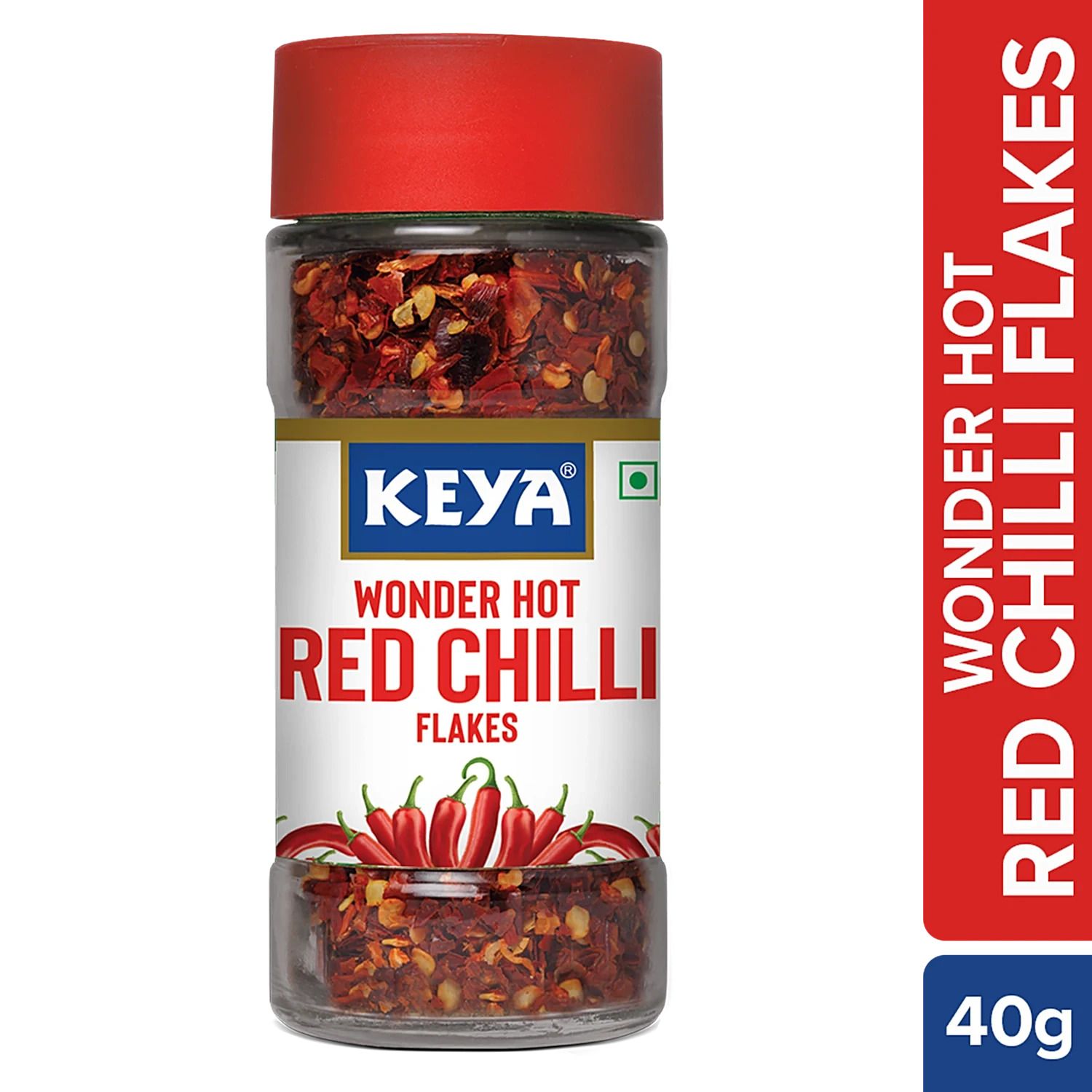 Keya Wonder Hot Red Chilli Flakes, 40 g Bottle
